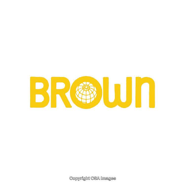 Yellow Text-Based Logo Design Featuring the Word Brown with Globe Icon