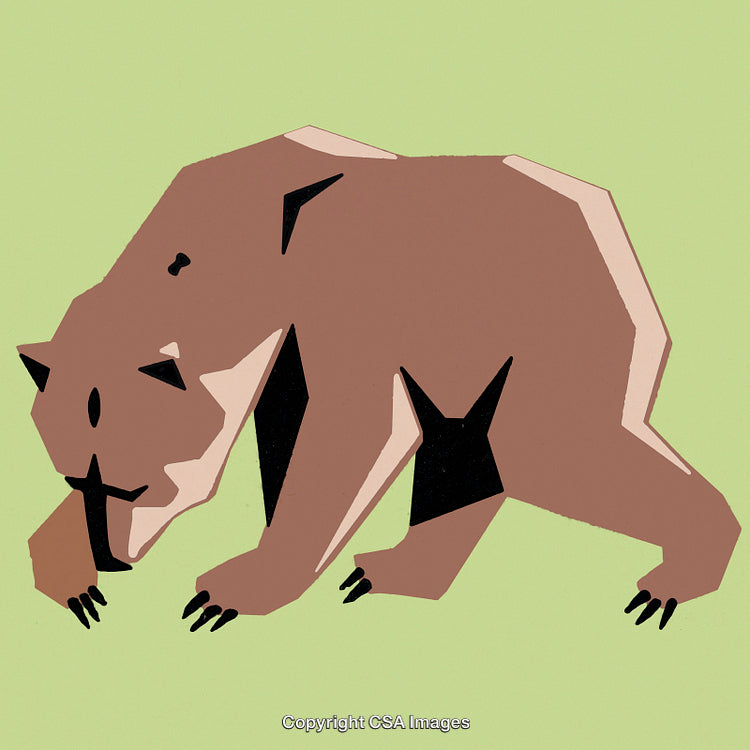 Abstract Geometric Illustration of a Brown Bear in Nature