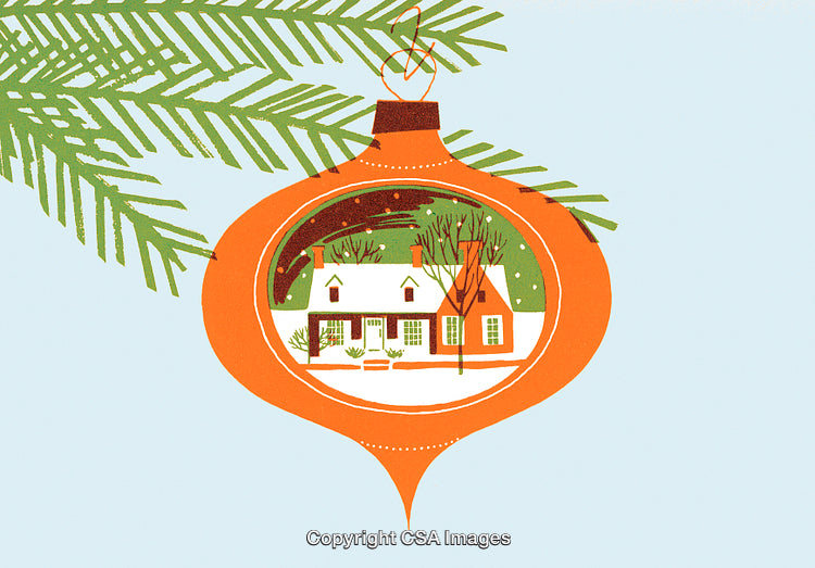 Vintage Christmas Ornament with Festive Winter Scene Inside