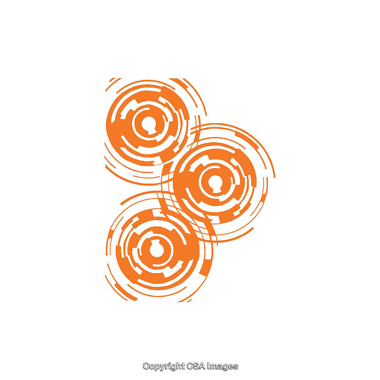 Abstract Geometric Design With Orange Circular Patterns on White Background