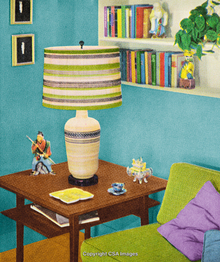 Cozy Living Room Interior with Lamp and Books