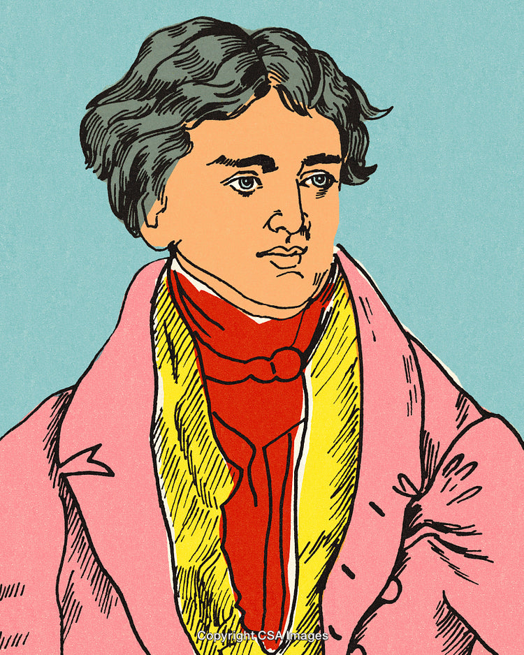 Colorful Depiction of Historical Gentleman in Vintage Attire