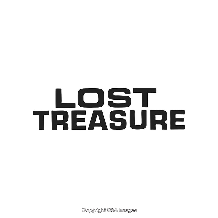 Black Lost Treasure Text on White Background Representing Adventure Concept