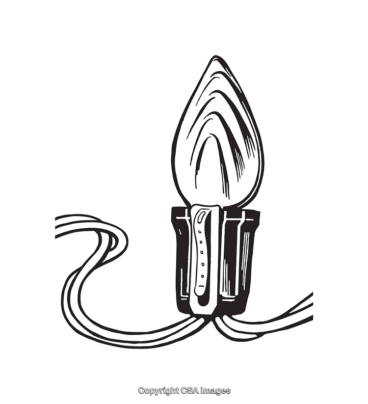 Black And White Line Art of a C9 String Christmas Light