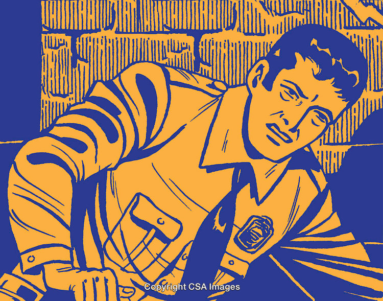 Retro Style Illustration of a Police Officer in a Dramatic Setting