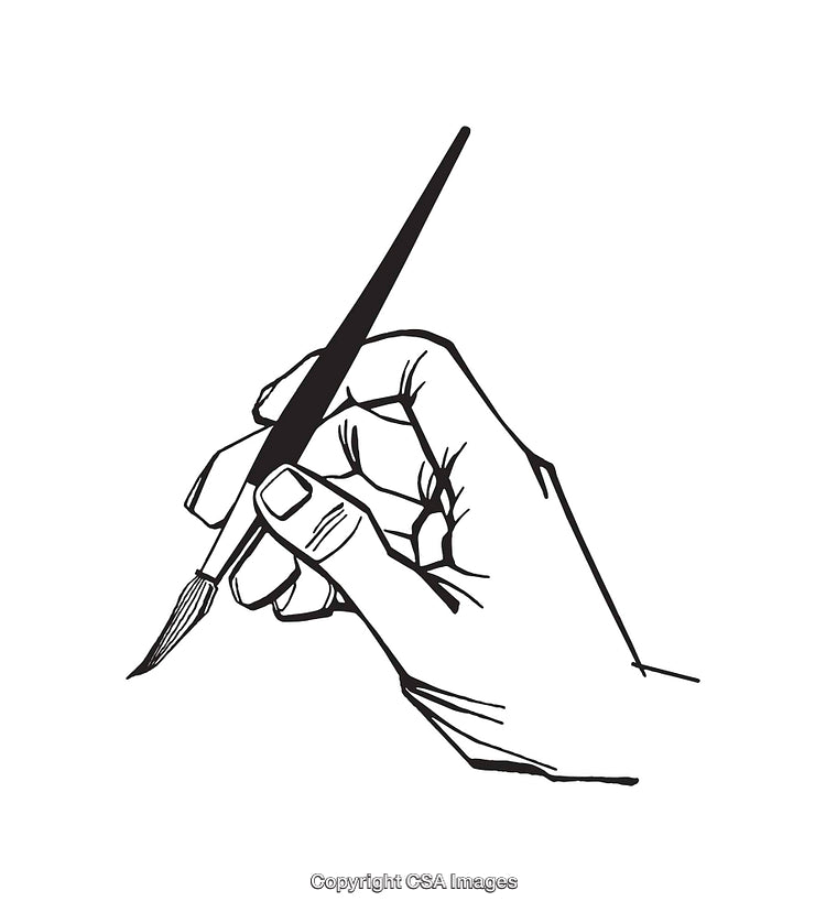 Artistic Line Drawing of a Hand Holding a Paintbrush