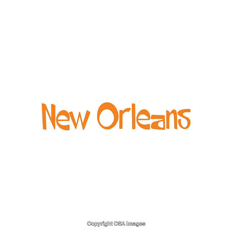 Stylized New Orleans Graphic Design in Vibrant Orange