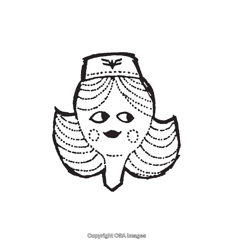 Black and White Line Art Illustration of a Character Face