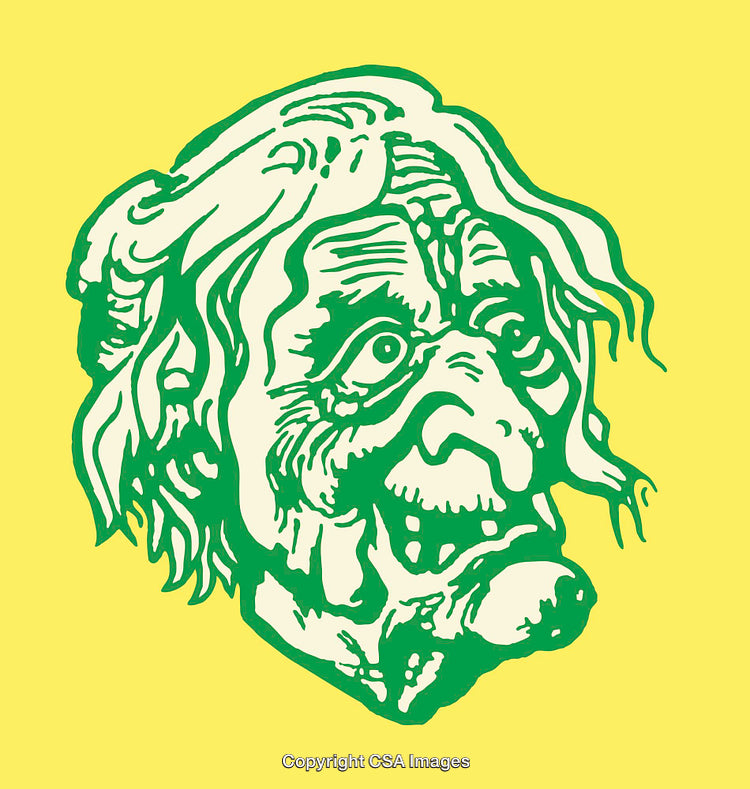 Green Line Art Character on Bold Yellow Background