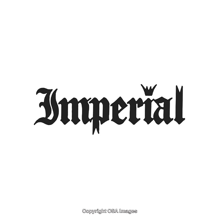 Imperial Text Style Emblem With Crown Accent on White Background