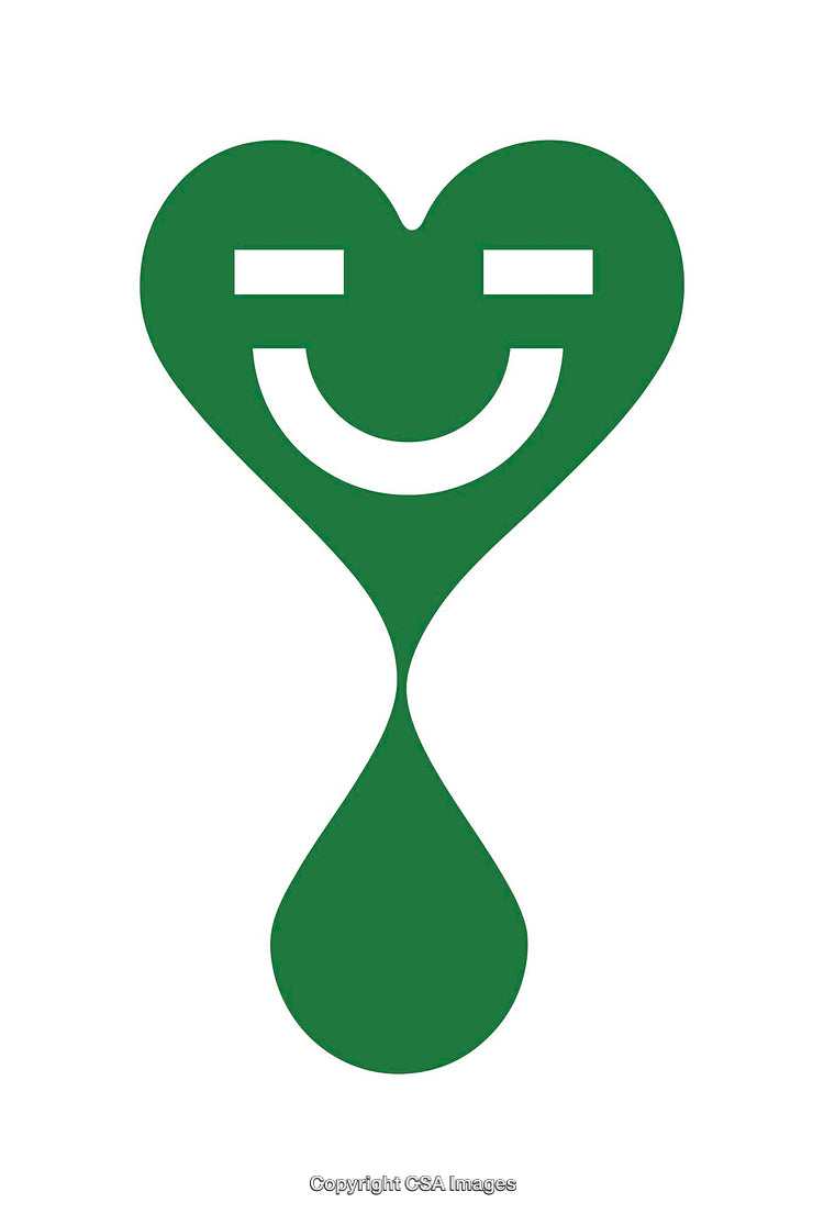 Green Smiling Heart Combined With a Droplet Icon