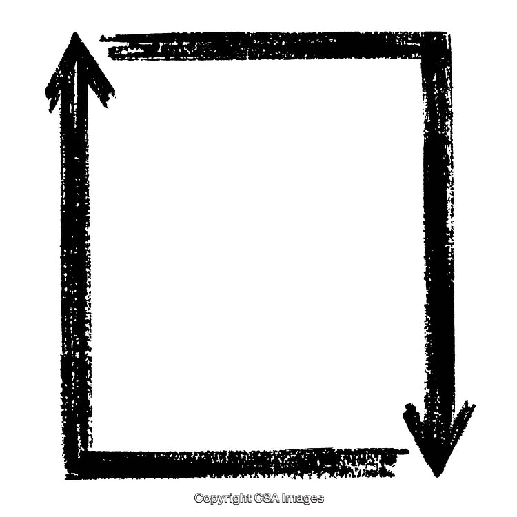 Grungy Hand-Drawn Arrow Square Frame in Black and White