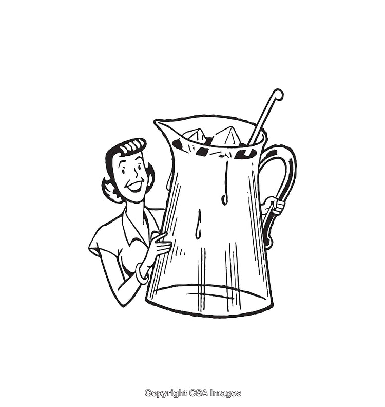 Vintage Woman Holding a Large Jug of Refreshing Beverage