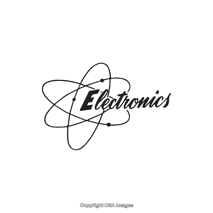 Vintage Style Electronics Logo with Atomic Design and Bold Lettering