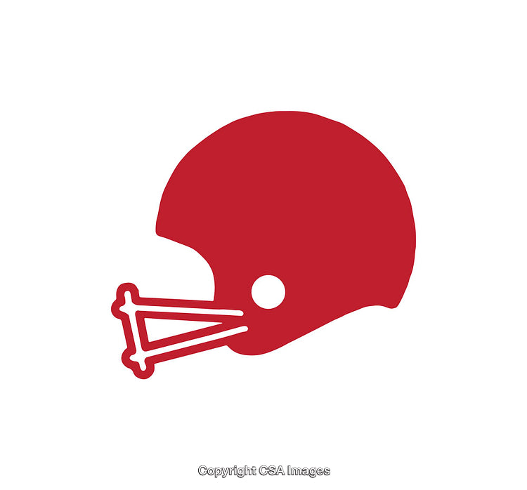 Red American Football Helmet Icon on a White Background