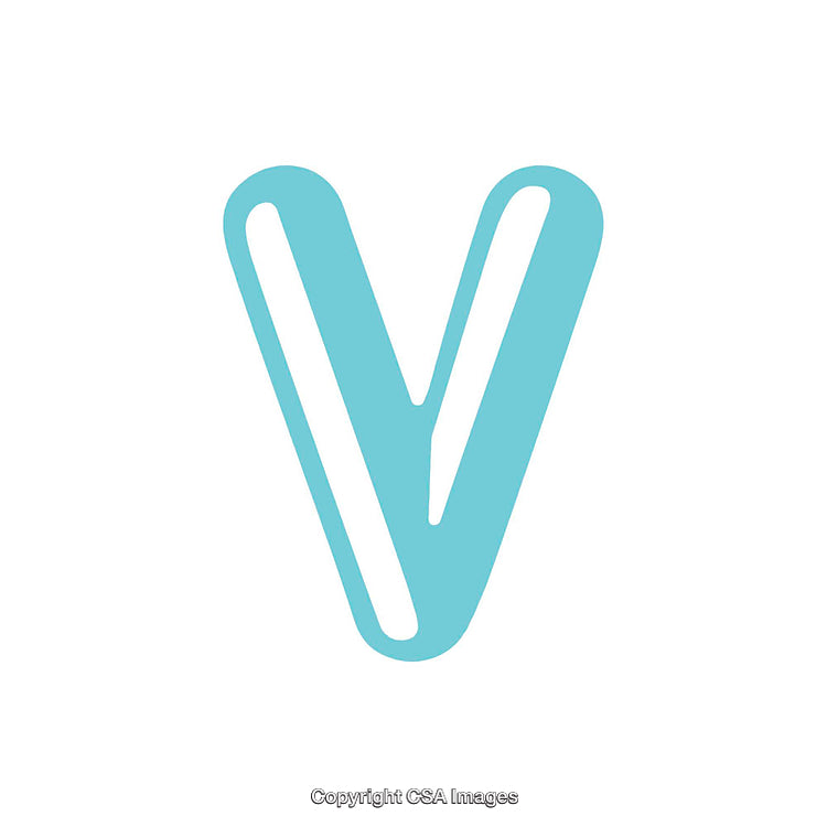 Creative Blue Letter V Design Isolated on a White Background