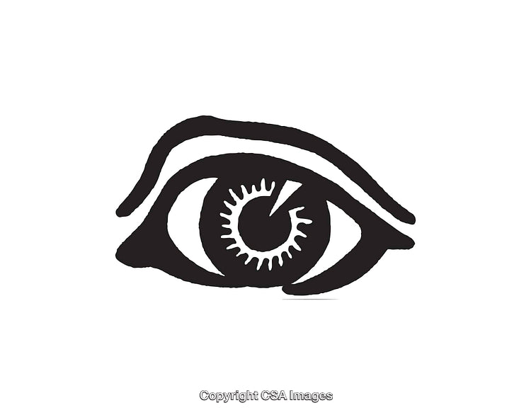 Stylized Black And White Illustration of an Eye Symbol with Artistic Design