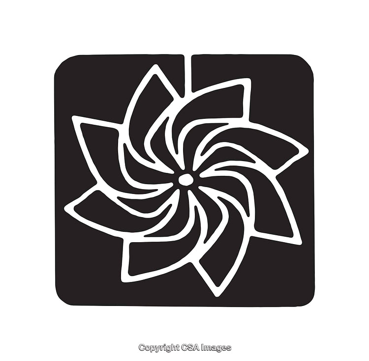Black and White Line Art Illustration of a Floral Geometric Design
