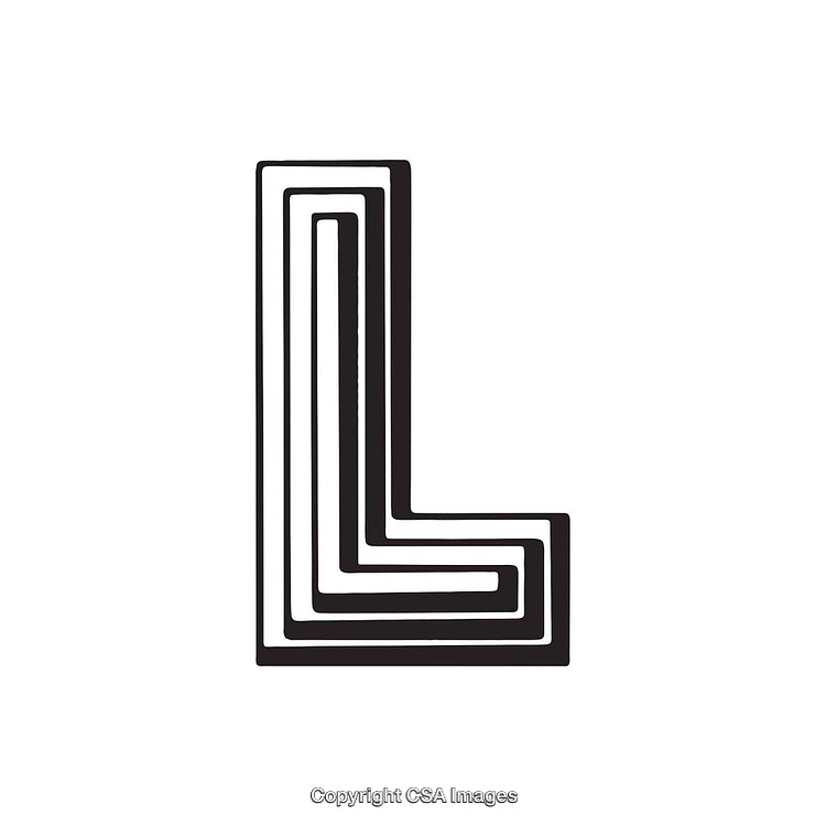 Stylized Black and White Letter L Design with Geometric Lines