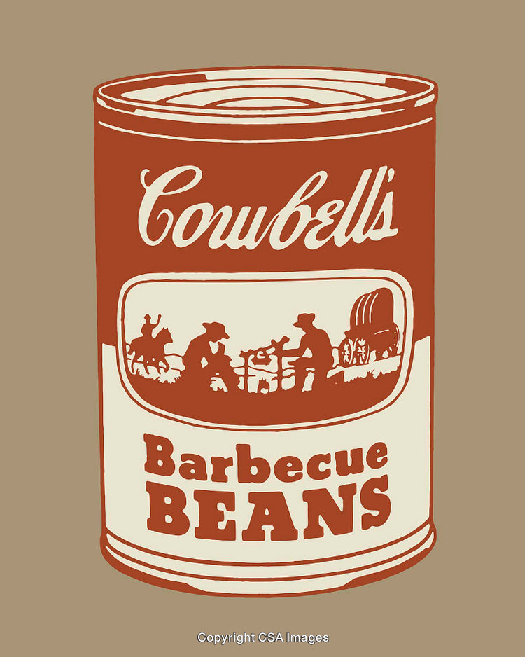 Vintage Barbecue Beans Can Illustration with Western Graphics and Rustic Style