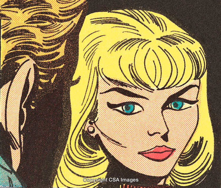 Colorful Comic Style Illustration of a Blonde Woman with Bold Features