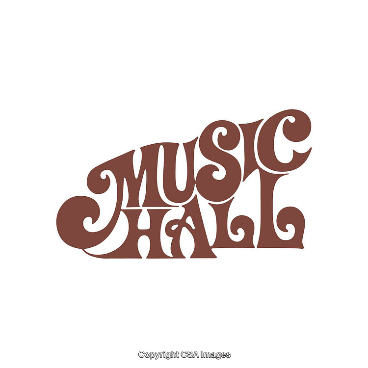 Retro Styled Music Hall Typography Design in Bold Brown Lettering