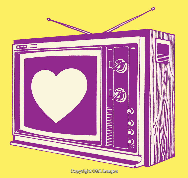 Retro Television Illustration with Heart Icon in Vibrant Colors