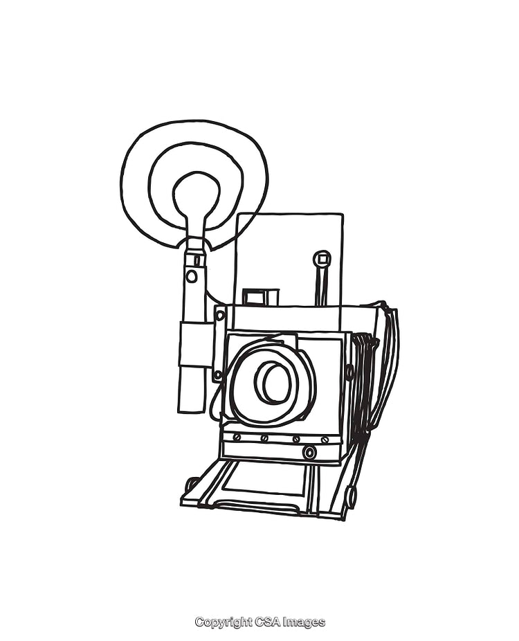 Vintage Camera Sketch Showing Classic Design in Monochrome Style