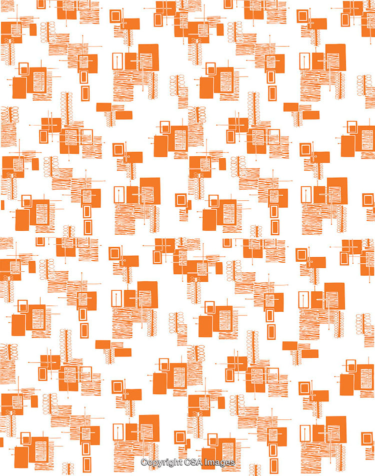Abstract Geometric Pattern Featuring Orange Shapes on White Background