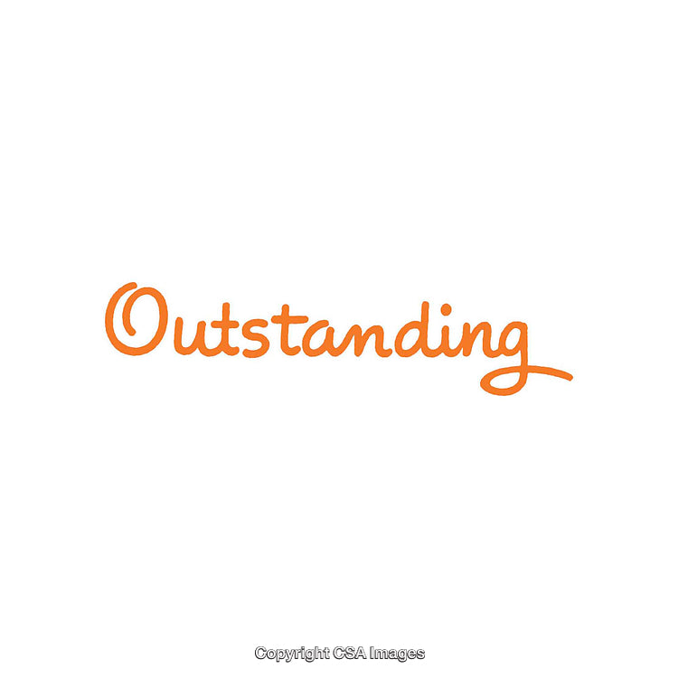 Bold Orange Lettering Displaying the Word 'Outstanding' on White Background