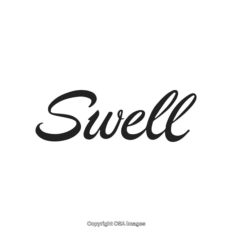Elegant Black Calligraphy of the Word 'Swell' on White Background