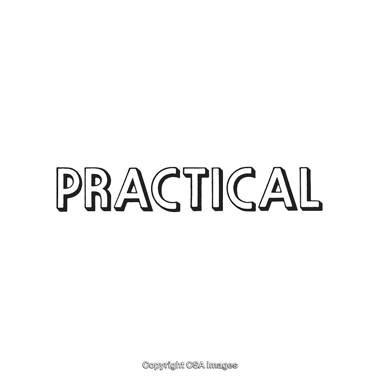 Hand-Drawn Font Depicting the Word 'Practical' in Black on a White Background