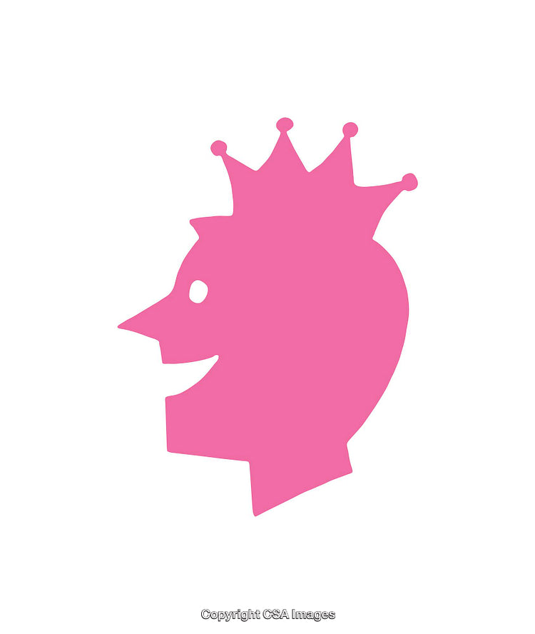 Pink Crowned Silhouette Icon on a White Background