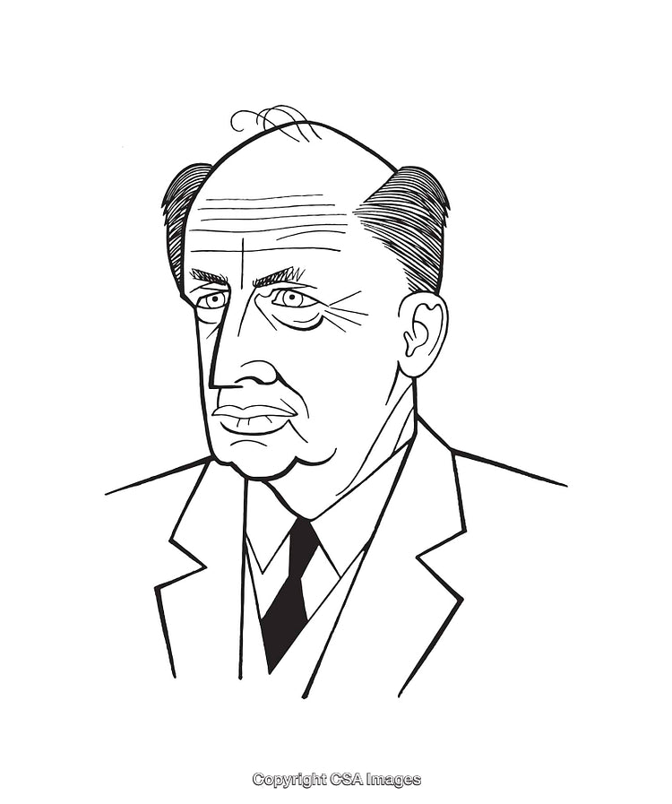 Black and White Line Art Illustration of Distinguished Gentleman Portrait