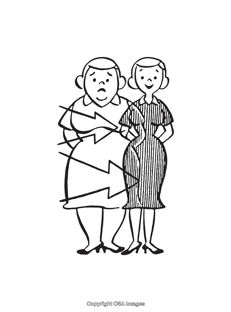 Illustration Comparing Two Individuals in Stylized Outfits
