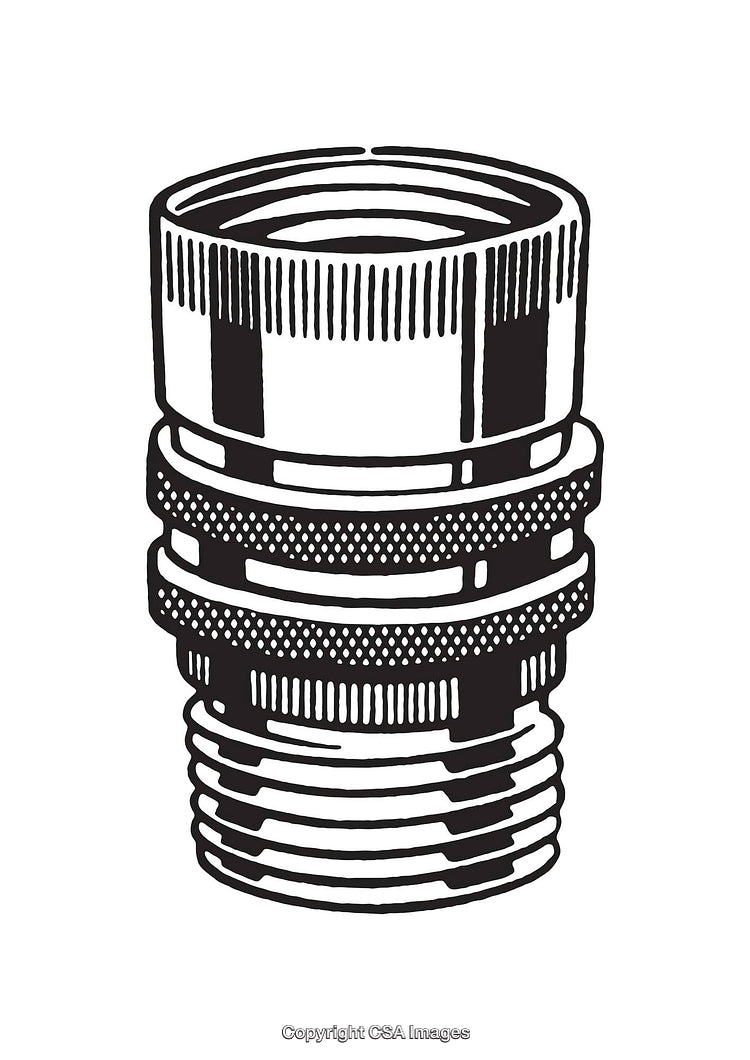 Black and White Line Art Illustration of a Detailed Camera Lens