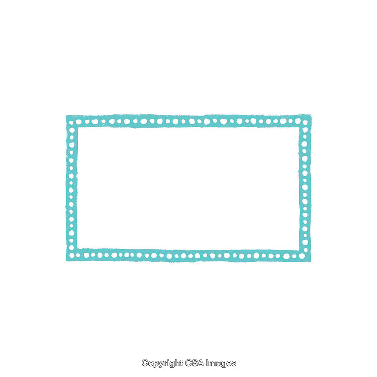 Simple Teal Blue Dotted Border Frame on White Background for Customization