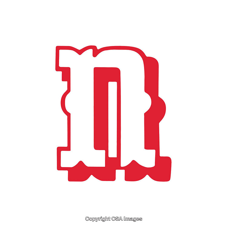 Stylized Red and White Letter N with Bold Artistic Design