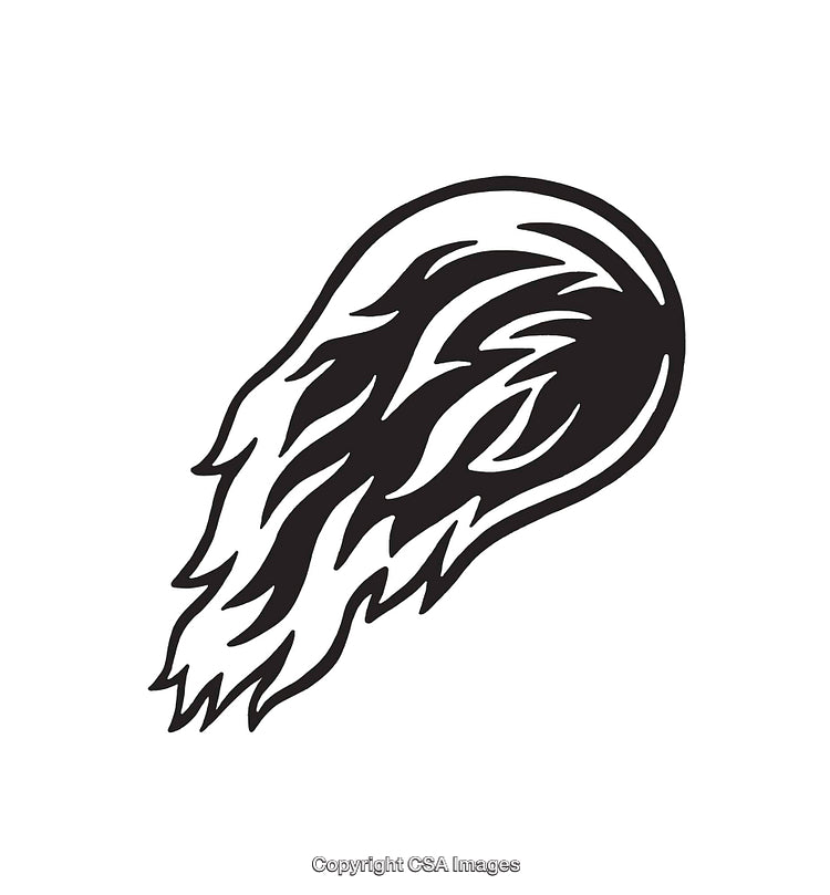 Black and White Line Art Depiction of a Stylized Burning Wing