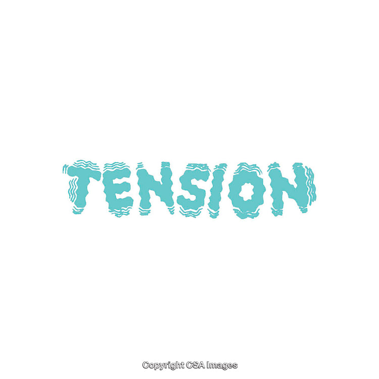 Unique Stylized Word Art Depicting Tension on a White Background