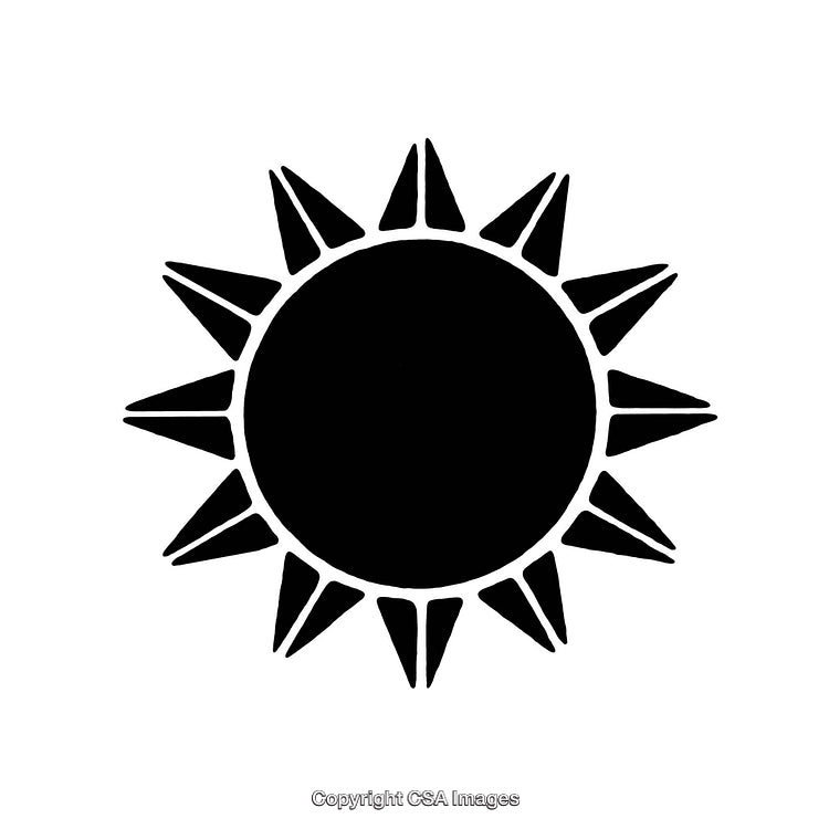 Black and White Sun Shape With Bold Geometric Design
