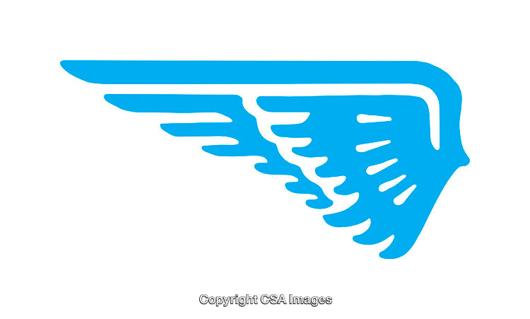 Blue Stylized Wing Icon On a White Background