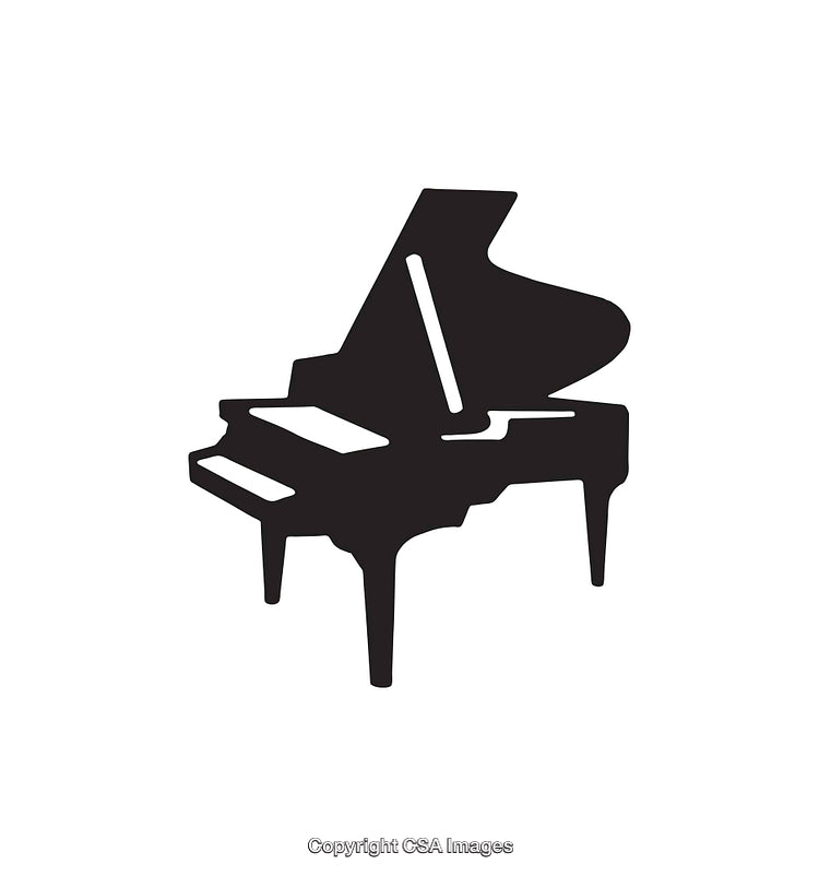 Elegant Black and White Illustration of a Grand Piano Icon