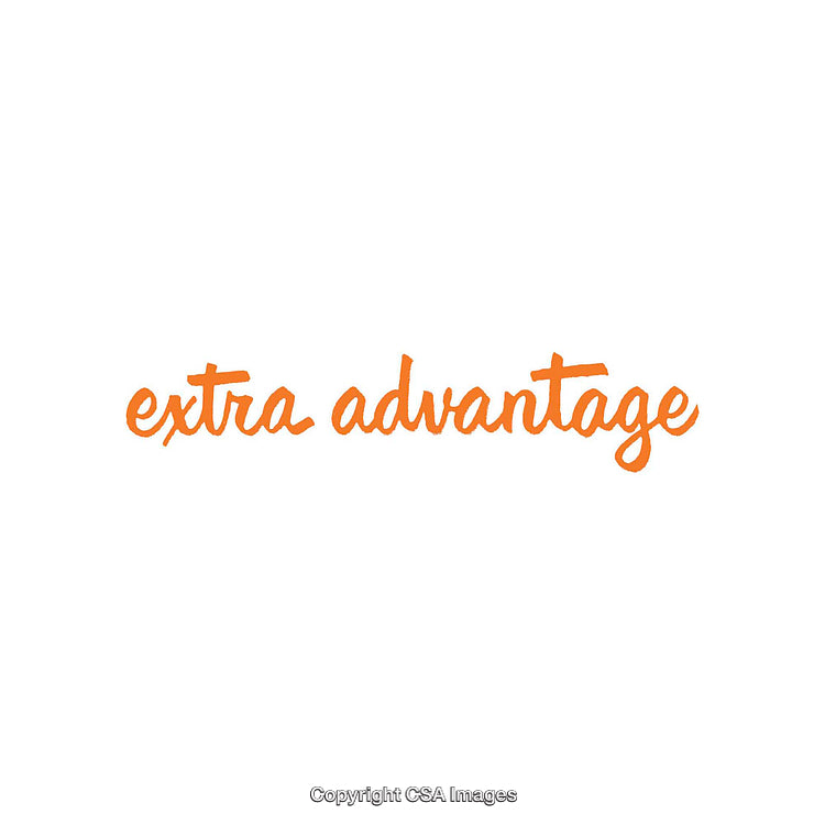 Handwritten Orange Script Highlighting the Phrase 'Extra Advantage' on White Background