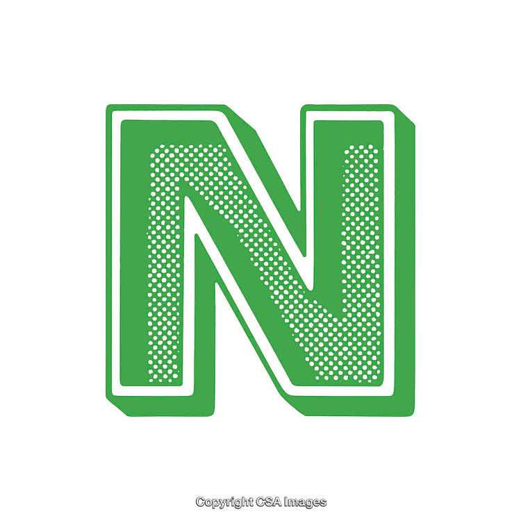 Stylish Green Letter N with Polka Dot Pattern Design