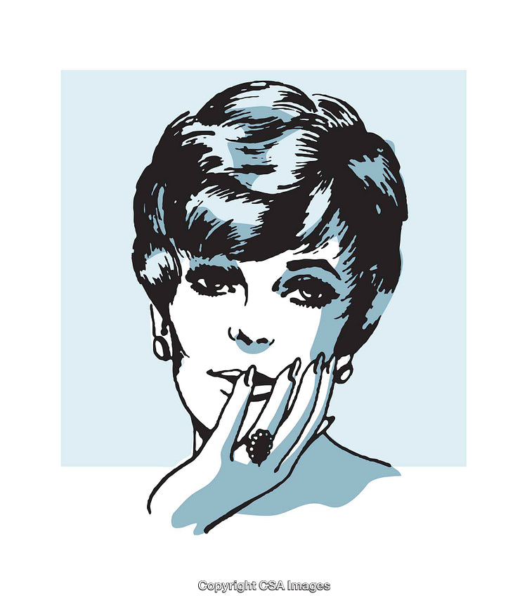 Illustration of a Vintage Woman in Pop Art Style Portrait