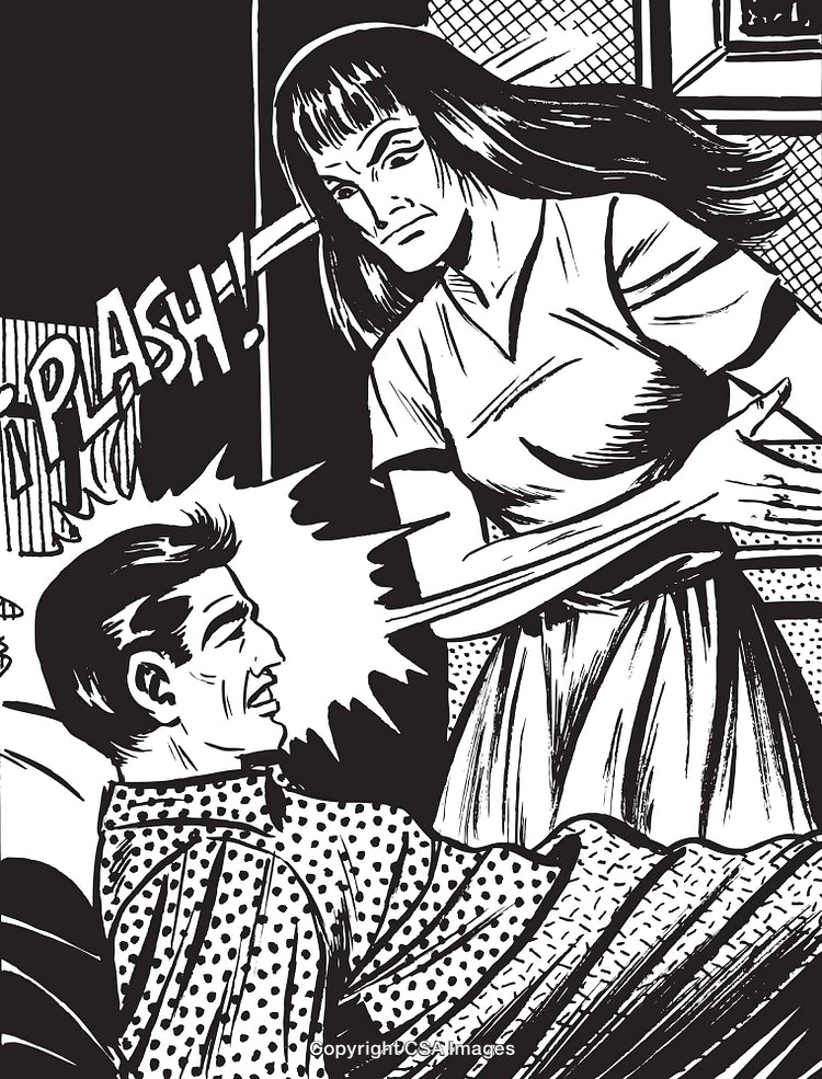 Dramatic Comic Style Depiction of a Confrontational Scene Between Two Individuals