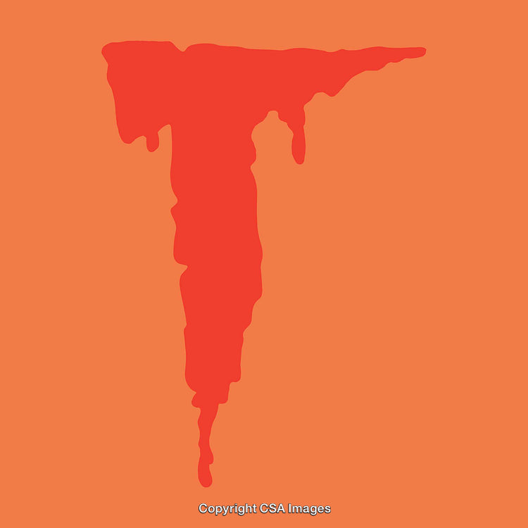 Illustration of the Letter T in Unique Dripping Style on Orange Background