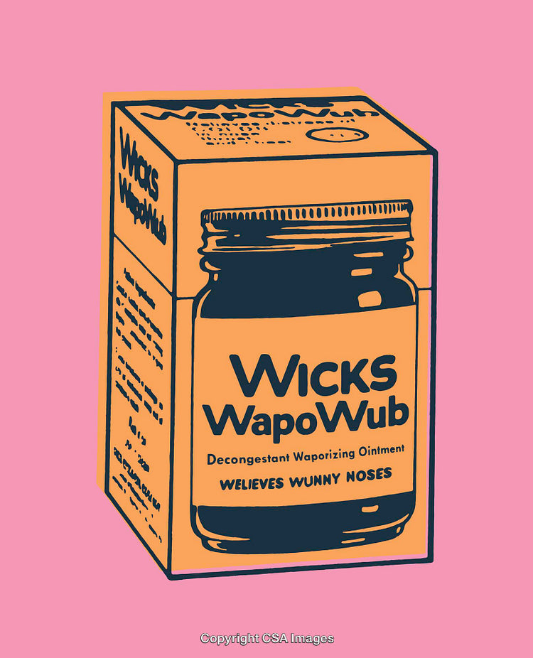 Bright Warped Vapor Rub Packaging Illustration with Pink Background Accent