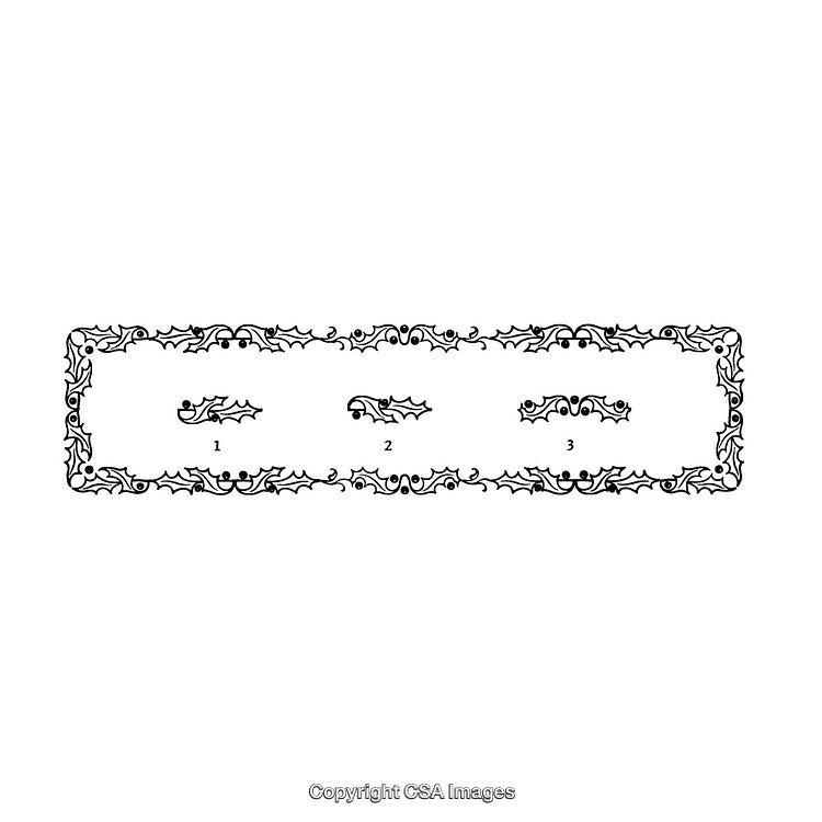 Elegant Black and White Decorative Border with Ornamental Patterns and Holiday Elements